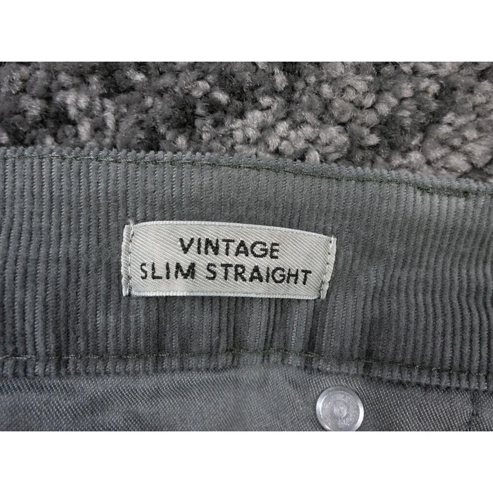J Crew Pants Mens 32 Actual 35x28 Gray Vintage Slim Straight Stretch Corduroy